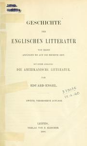Cover of: Geschichte der englischen Literatur von ihren Anfängen bis auf die neueste Zeit. by Engel, Eduard