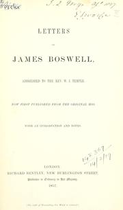Cover of: Letters, addressed to W.J. Temple. by James Boswell