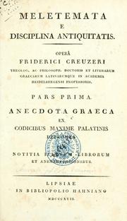 Cover of: Meletemata e disciplina antiquitatis. by Georg Friedrich Creuzer