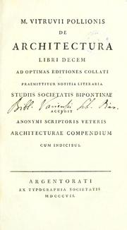 Cover of: M. Vitruvii Pollionis De architectura. by Vitruvius Pollio