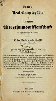 Cover of: Real-Encyclopädie der classischen Altertumswissenschaft. by August Friedrich von Pauly