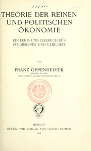 Cover of: Theorie der reinen und politischen Ökonomie, ein Lehr- und Lesebuch für Studierende und Gebildete.