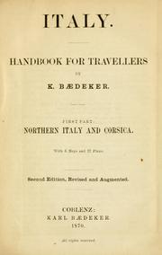 Cover of: Italy: handbook for travellers : first part, Northern Italy and Corsica