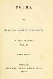 Cover of: Poems by Henry Wadsworth Longfellow