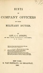 Cover of: Hints to company officers on their military duties