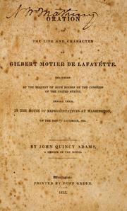 Cover of Oration on the life and character of Gilbert Motier de Lafayette