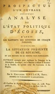 Cover of: Prospectus d'un ouvrage intitulé: analyse de l'état politique d'Ecosse: d'après les rapports des ministres de chaque paroisse ...