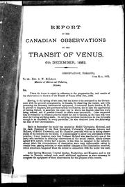 Cover of: Report of the Canadian observations of the transit of Venus, 6th December, 1882