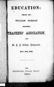 Front cover of Education by William McIsaac