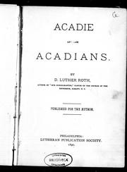 Cover of: Acadie and the Acadians