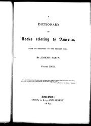 Cover of: A dictionary of books relating to America by Joseph Sabin, Joseph Sabin