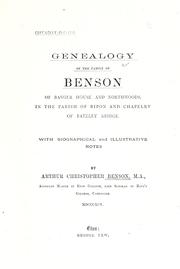 Cover of: Genealogy of the family of Benson of Banger House and Northwoods, in the Parish of Ripon and Chapelry of Pateley Bridge.
