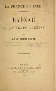 Cover of: La France en éveil: Balzac et le temps présent