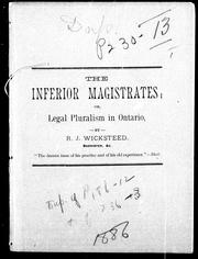 The inferior magistrates, or, Legal pluralism in Ontario