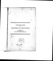 Cover of: The affiliation of the Algonquin languages
