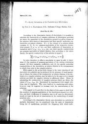 Cover of: On the calculation of the conductivity of electrolytes by J. G. MacGregor, J. G. MacGregor