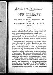 Cover of: Our library: a monograph