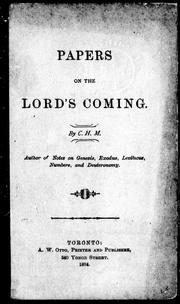 Cover of: Papers on the Lord's coming