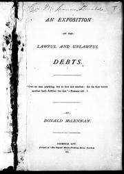 Cover of: An exposition of the lawful and unlawful debts | Donald McLennan
