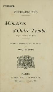 Cover of: Memoires d'outre tombe: d'après l'édition Ed. Biré