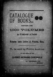 Cover of: Catalogue of books comprising over 1000 volumes by standard authors by John Jackman Foote