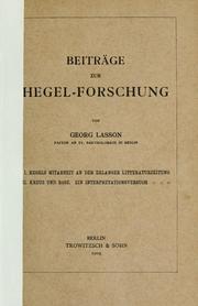 Cover of: Beiträge zur Hegel-Forschung