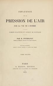 Cover of: Influence de la pression de l'air sur la vie de l'homme.: Climats d'altitude et climats du montagne.