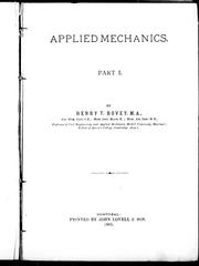Cover of: Applied mechanics by by Henry T. Bovey