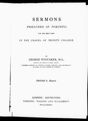 Cover of: Sermons preached in Toronto by George Whitaker