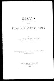 Cover of: Essays in the financial history of Canada