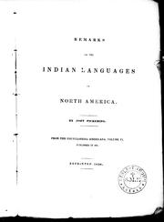 Cover of: Remarks on the Indian languages of North America by Pickering, John