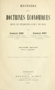 Cover of: Histoire des doctrines économiques depius les physiocrates jusqu'à nos jours
