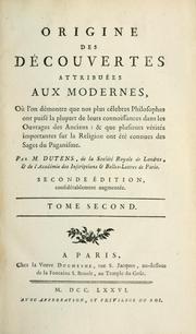 Cover of: Origine des découvertes attribuées aux modernes by Louis Dutens