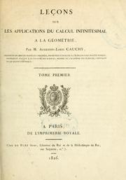 Cover of: Leçons sur les applications du calcul infinitésimal à la géométrie.