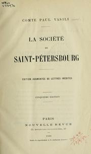 Cover of: La Société de Saint-Pétersbourg