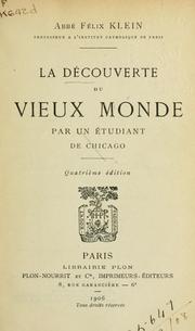 Cover of: découverte du vieux monde par un étudiant de Chicago.