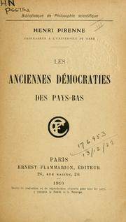 Cover of: Les anciennes démocraties des pays-bas. by Pirenne, Henri