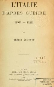 Cover of: L' Italie d'après guerre (1914-1921)