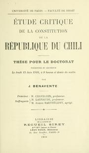 Cover of: Étude critique de la constitution de la République du Chili