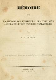 Cover of: Mémoire sur la théorie des puissances: des fonctions angulaires et des facultés analytiques