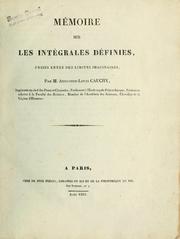 Cover of: Mémoire sur les intégrales définies by Augustin Louis Cauchy