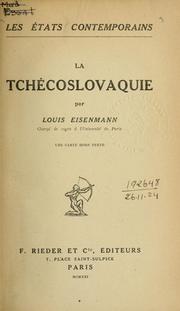 Cover of: La Tchécoslovaquie.