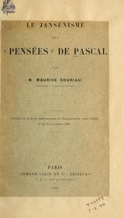 Cover of: Le Jansénisme des Pensées de Pascal. by Maurice Anatole Souriau