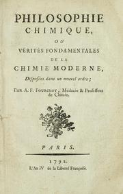 Cover of: Philosophie chimique by Antoine François de Fourcroy