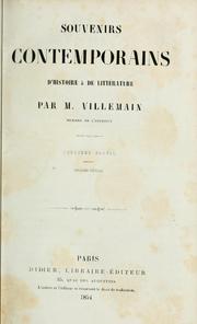 Cover of: Souvenirs contemporains d'histoire & de littérature