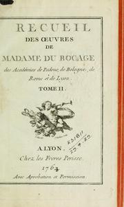 Cover of: Recueil des oeuvres de Madame Du Boccage.