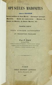 Cover of: Opuscules maronites by par F. Nau.