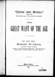 Cover of: The great want of the age