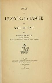 Cover of: Essai sur le style & la langue de Noël Du Fail