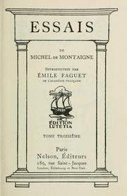 Cover of: Essais choisis: Préface d'Emile Faguet
